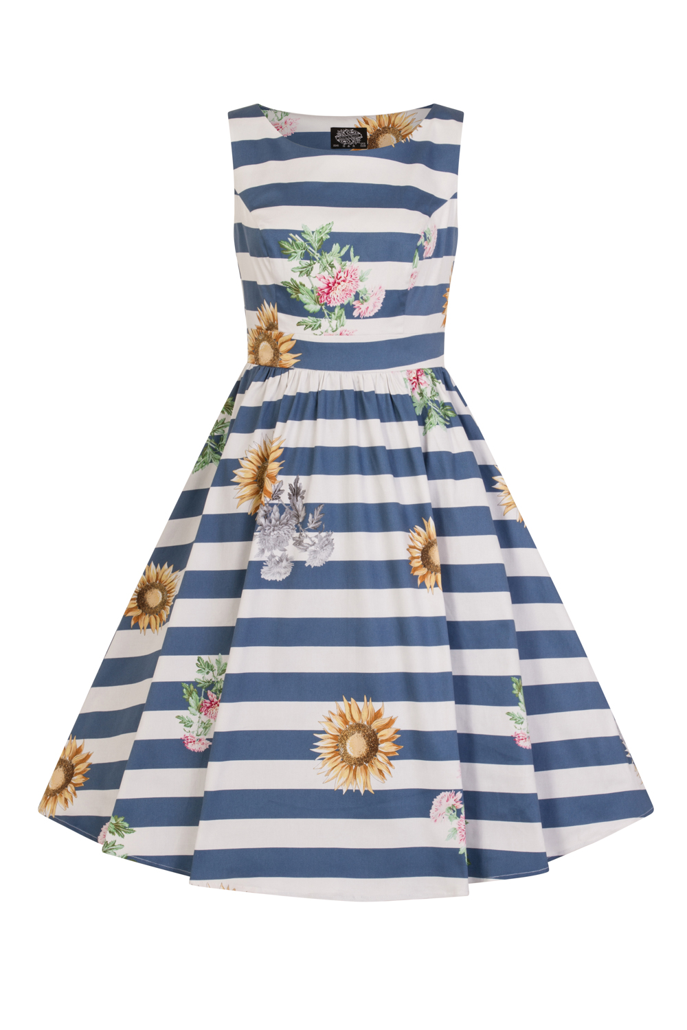 Blue Striped Skyscraper Sunflower Dress